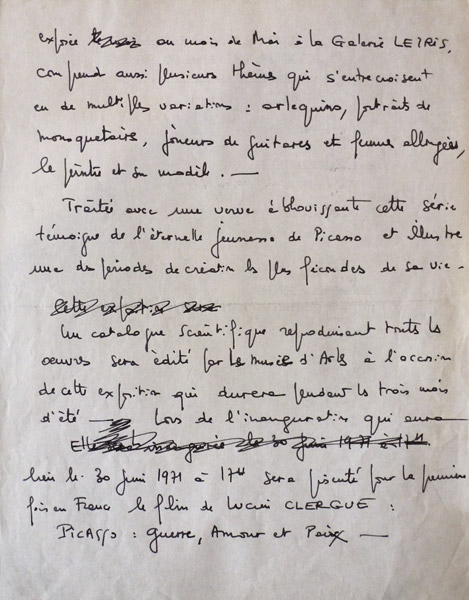 Texte de présentation de l'exposition, 1971, suite