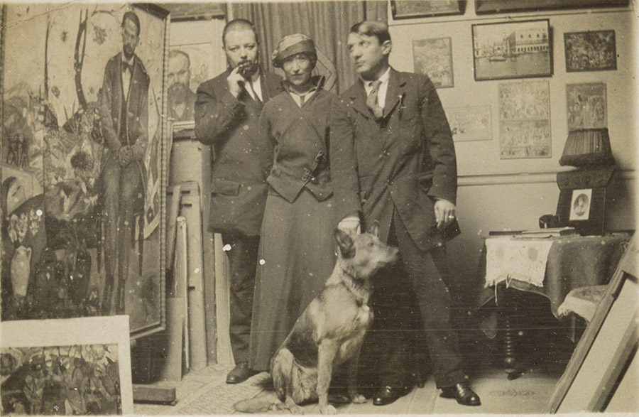 Pablo Picasso avec le chien Sentinelle, Angelina Beloff et Diego Rivera